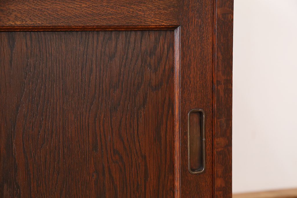 アンティーク家具　アンティーク　古いナラ材の上質なキッチンキャビネット(収納棚、食器棚)