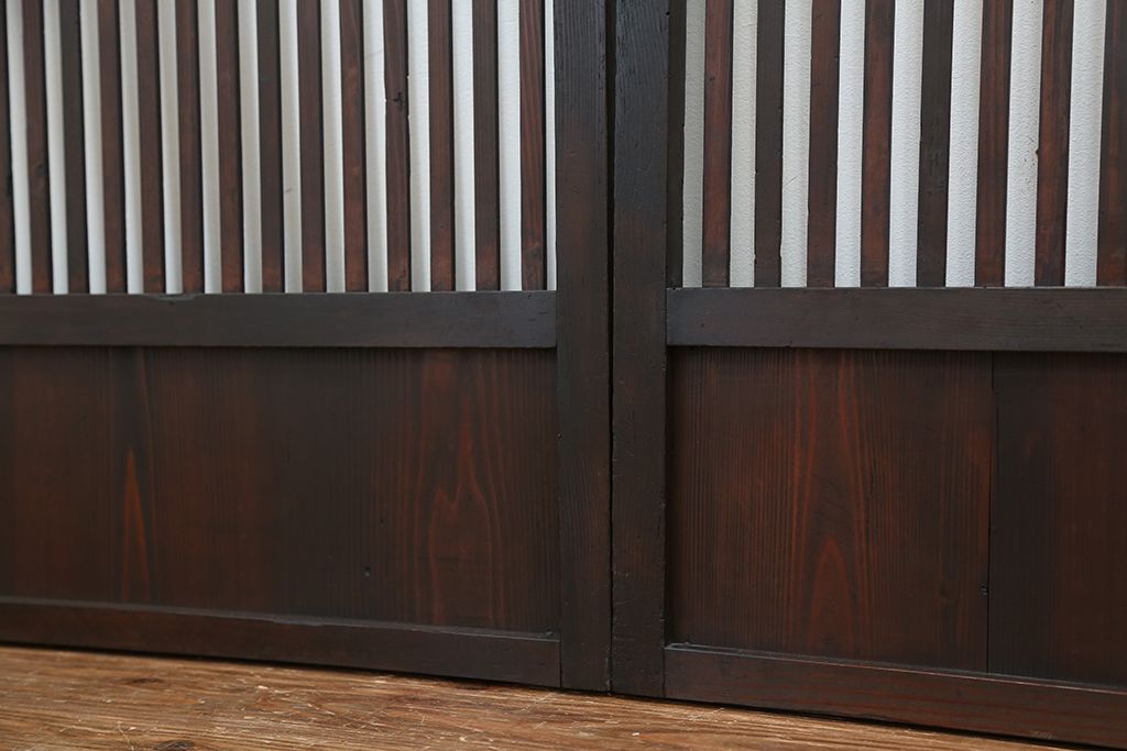 ★古民具・骨董　古いシックな格子戸4枚セット(建具)