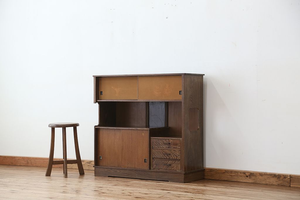 レトロ家具　昭和レトロ　1960年代　レトロなアンティーク茶箪笥(茶棚)