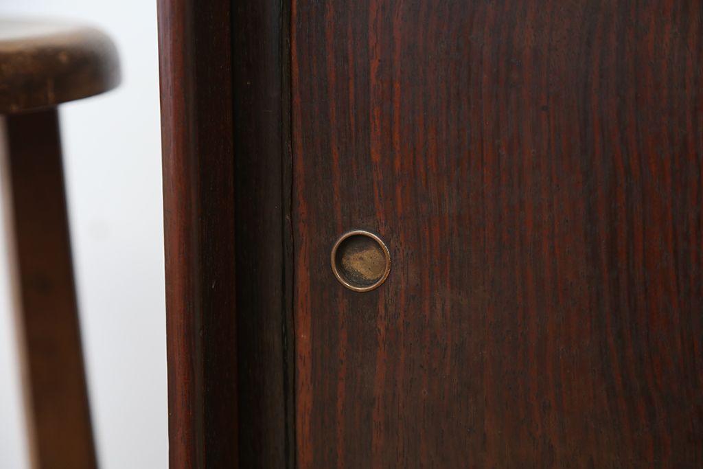 アンティーク家具　アンティーク　前面縞黒檀の二段重ね茶箪笥(茶棚)