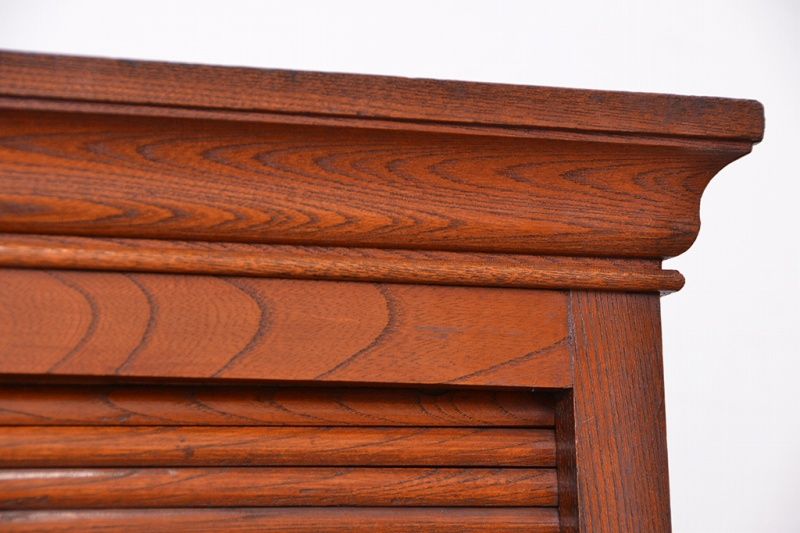 アンティーク家具　アンティーク　総欅材!希少!特注品!　シャッター扉付き戸棚(収納棚、蛇腹)