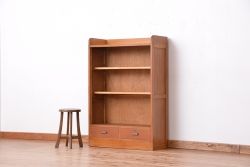 レトロ家具　★昭和レトロ　大振りな引き出し付き飾り棚(本棚)