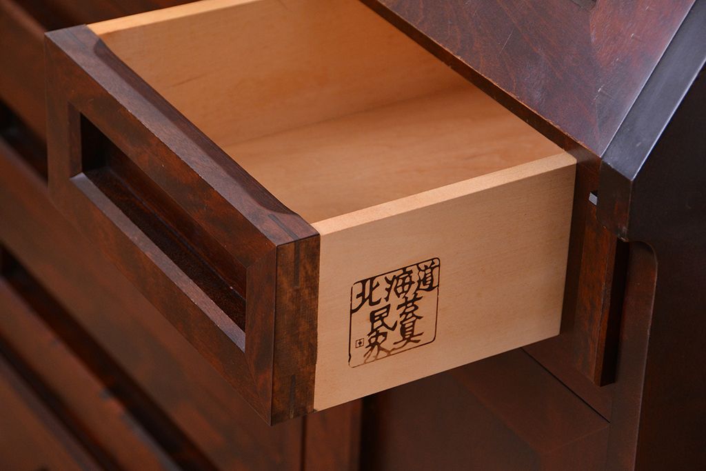 中古 北海道民芸家具 ライティングビューロー 定価約26万円　