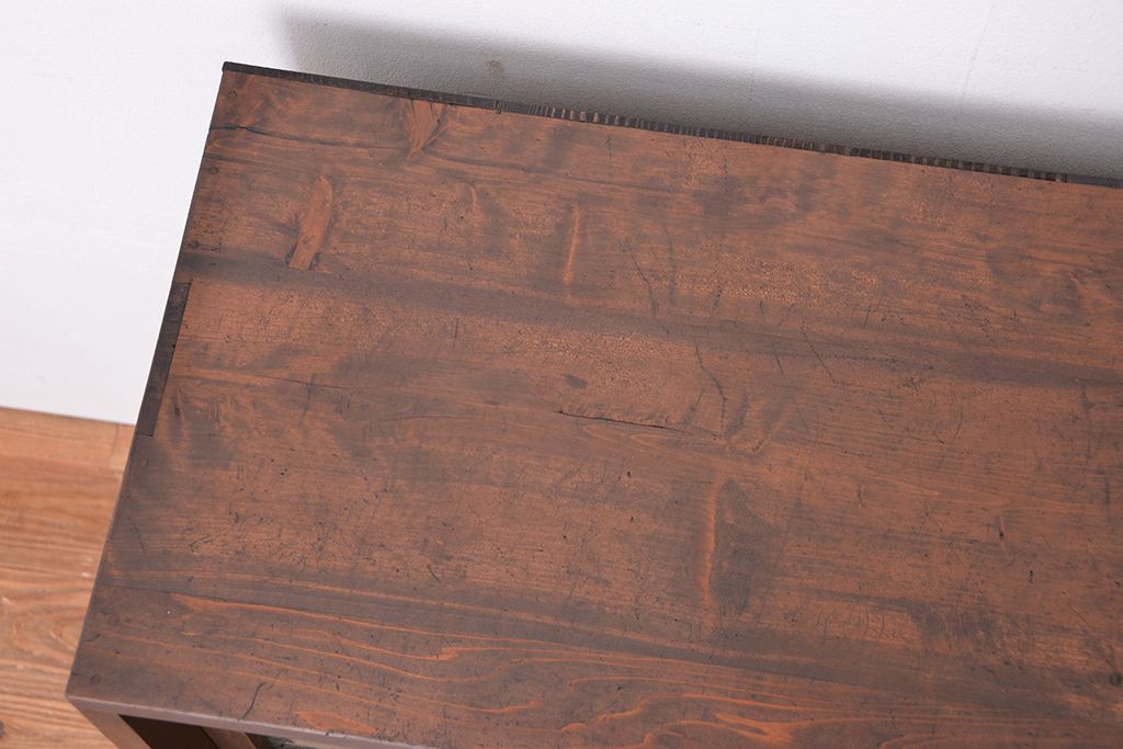 レトロ家具　昭和レトロ　シンプルな結晶ガラス収納棚(下駄箱)
