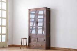レトロ家具　昭和レトロ　古い木の二段重ね縦型本箱(収納棚/ブックケース)