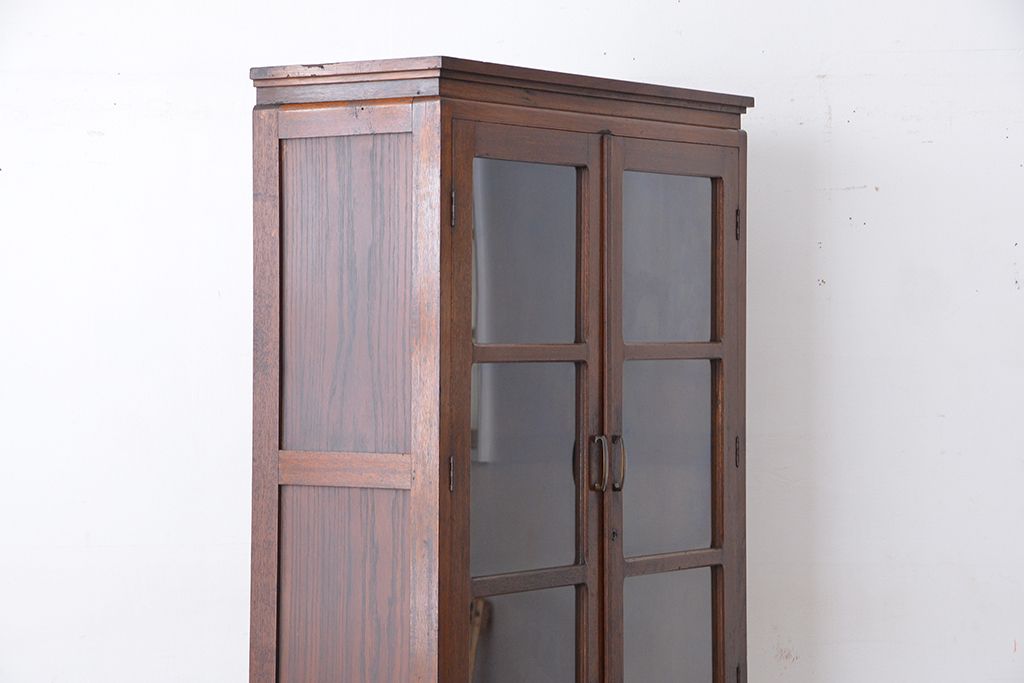 レトロ家具　昭和レトロ　古い木の二段重ね縦型本箱(収納棚/ブックケース)