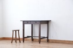 アンティーク家具　アンティーク　古い木の使い込まれた平机(テーブル・作業台)(4)