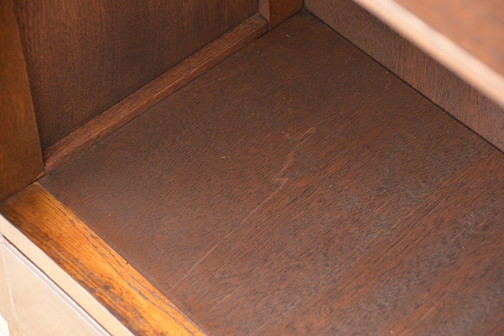 レトロ家具　昭和レトロ　古い木のダイヤガラス扉　本箱(ブックケース/収納棚)