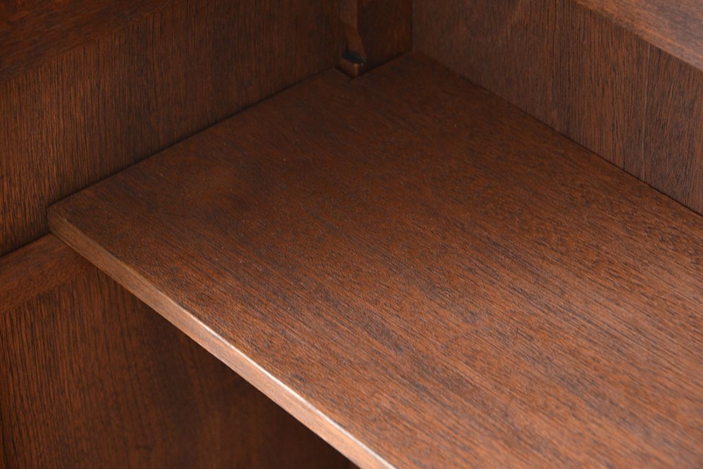 レトロ家具　昭和レトロ　古い木のダイヤガラス扉　本箱(ブックケース/収納棚)