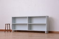 レトロ家具　アンティークペイント　レトロな丸脚飾り棚(陳列棚)(2)
