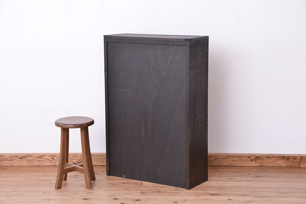 アンティーク家具　アンティーク　古い木のシックなシンプルガラス本箱(収納棚、ブックケース)