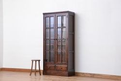 中古　北海道民芸家具　樺無垢材本箱　定価約27万円(ガラス収納棚、ブックケース)