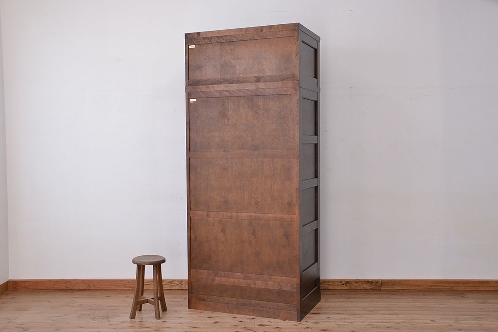 中古　北海道民芸家具　特注品　樺材　三段重ね　洋服箪笥(ワードローブ・衣類収納)
