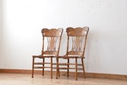 ★中古 IDC大塚家具取扱品 Shin-Lee(シンリー) オーク材ダイニングチェア2脚セット(椅子/イス)