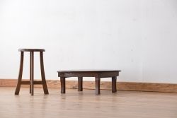 レトロ家具　昭和レトロ 折り畳み式 小振りな丸型ちゃぶ台