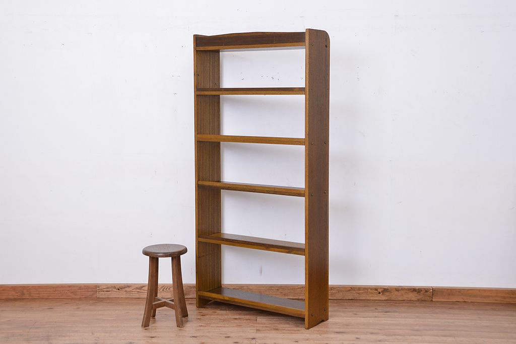 レトロ家具　昭和レトロ　シンプルな縦型　本棚(飾り棚・ブックケース)
