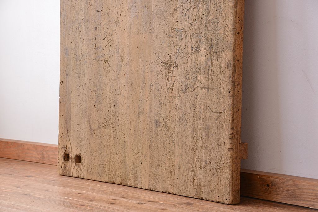 アンティーク家具　1960年代　使い込まれた　ナラ材総無垢　極厚天板(3)(古材、テーブル、材料)