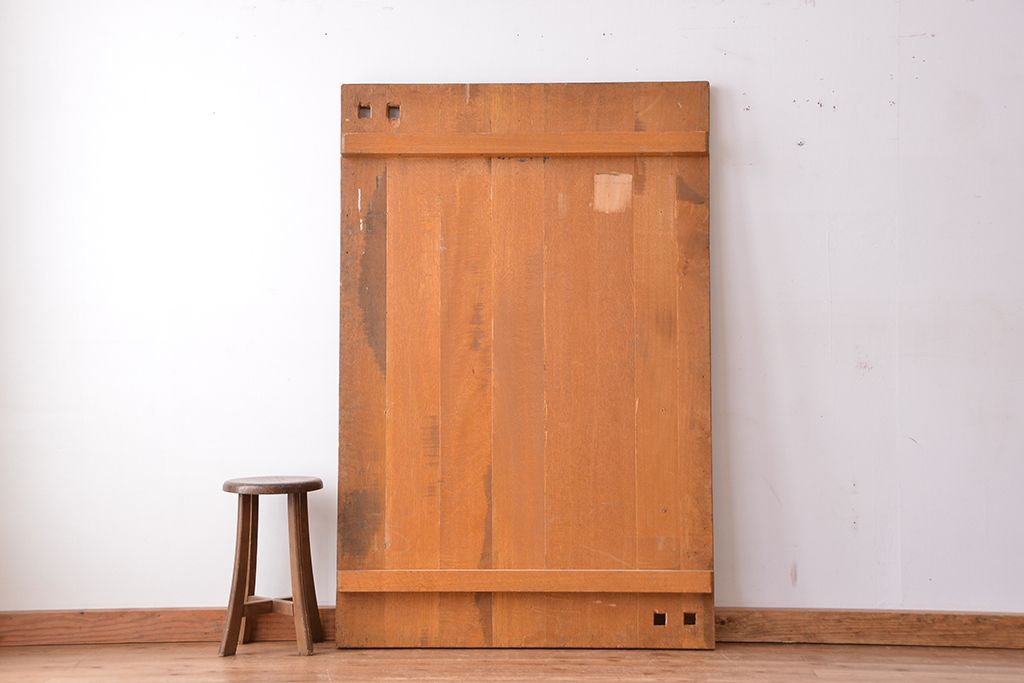 アンティーク家具　1960年代　使い込まれた　ナラ材総無垢　極厚天板(3)(古材、テーブル、材料)