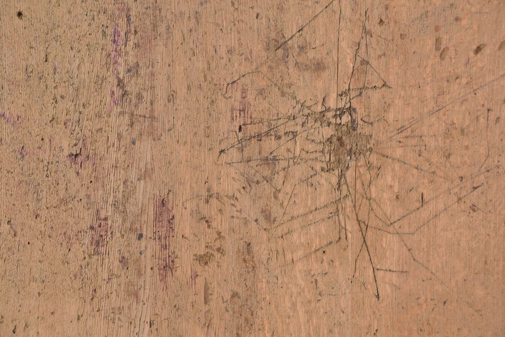 アンティーク家具　1960年代　使い込まれた　ナラ材総無垢　極厚天板(6)(古材、テーブル、材料)