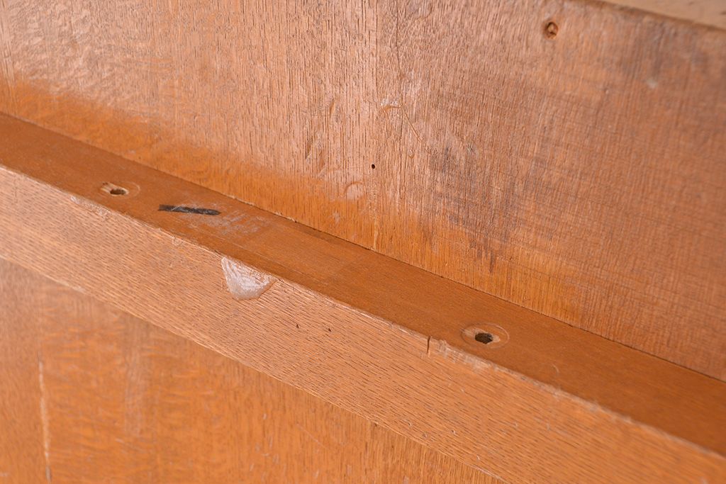 アンティーク家具　1960年代　使い込まれた　ナラ材総無垢　極厚天板(6)(古材、テーブル、材料)