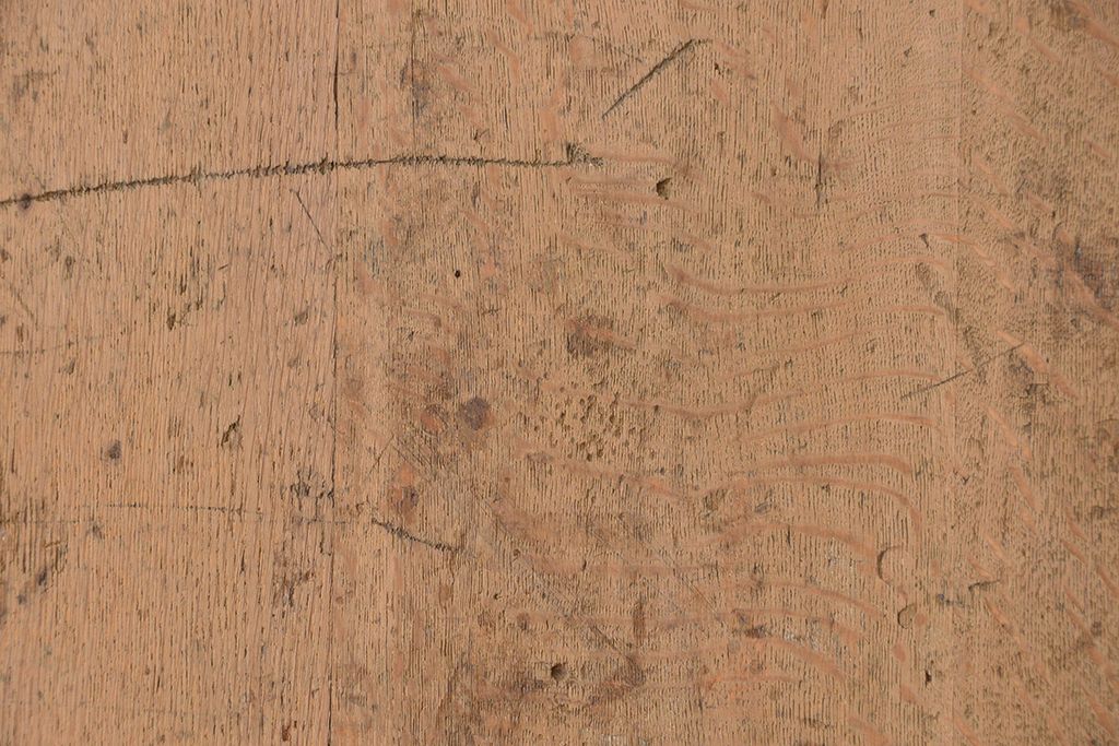 アンティーク家具　1960年代　使い込まれた　ナラ材総無垢　極厚天板(7)(古材、テーブル、材料)