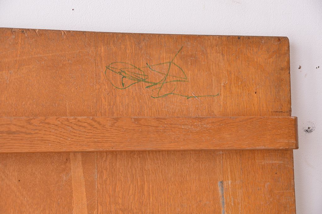 アンティーク家具　1960年代　使い込まれた　ナラ材総無垢　極厚天板(9)(古材、テーブル、材料)