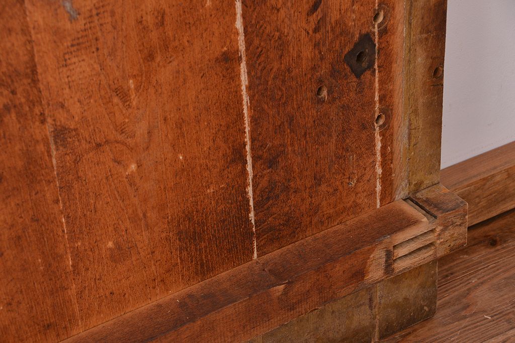 アンティーク家具　1960年代　使い込まれた　ナラ材総無垢　極厚天板(10)(古材、テーブル、材料)