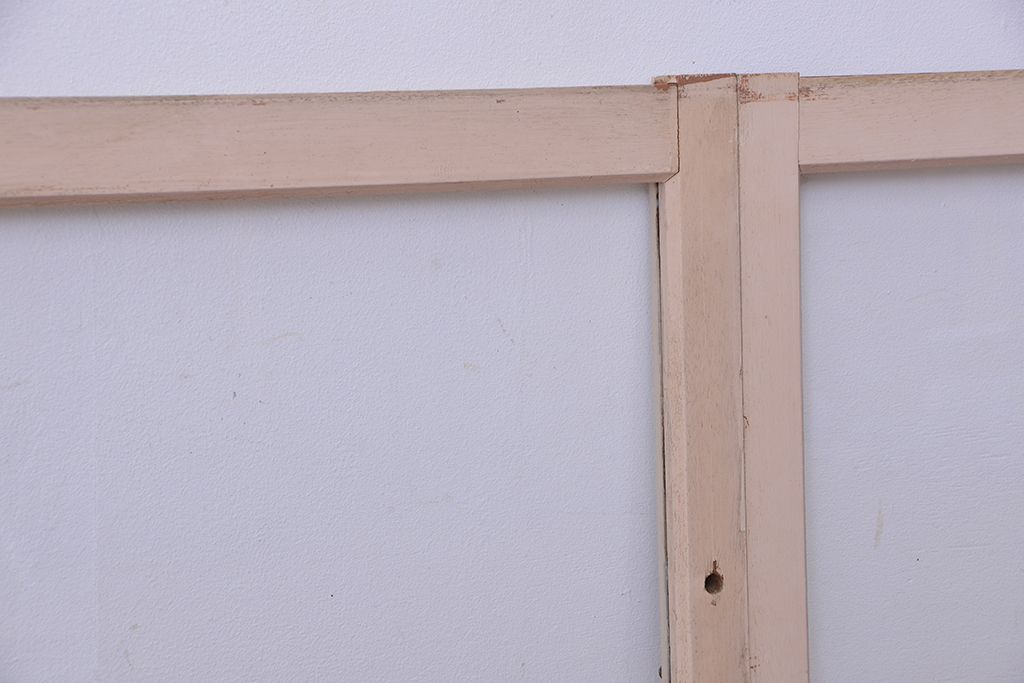 アンティーク建具　ペイント　昭和レトロな雰囲気漂うガラス戸4枚セット(明り取り、明かり取り、引き戸、窓)(R-011533)