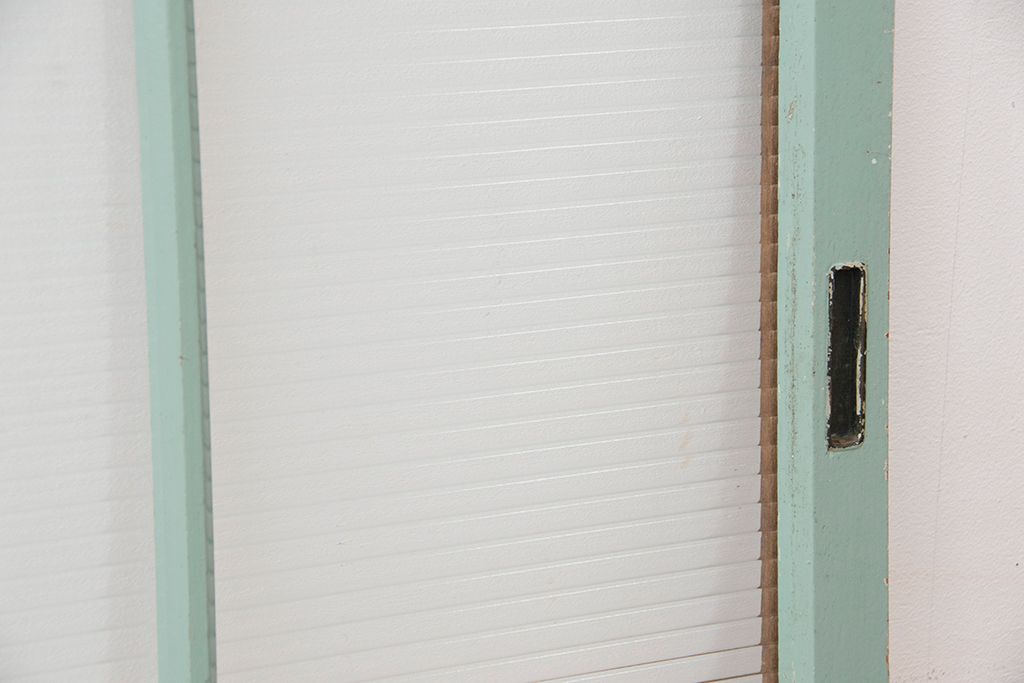 昭和レトロ　ペンキの剥げたモールガラス引き戸2枚セット(4)(ガラス、窓)