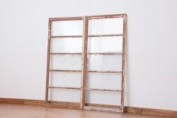 ビンテージ建具　片面ガラス　和の雰囲気溢れる格子欄間1枚(明り取り、明かり取り、ヴィンテージ)(R-071121)
