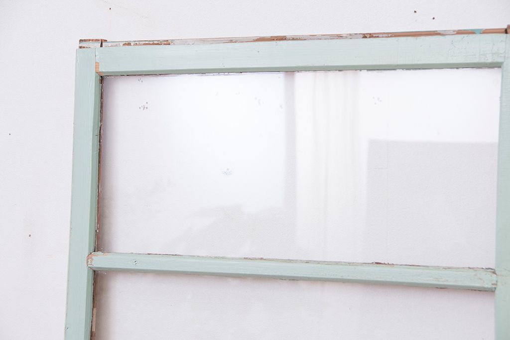 アンティーク　古いペンキの剥げたガラス戸2枚セット(引き戸)