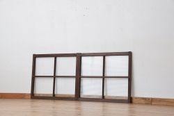 アンティーク　古い木のシックなモールガラス引き戸2枚セット?(ガラス戸、窓)