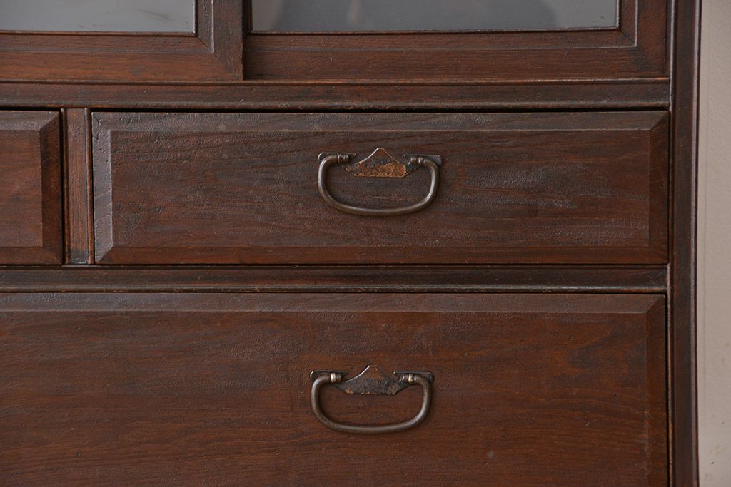 レトロ家具　昭和レトロ　四枚引き戸の時代箪笥ローボード(収納棚)