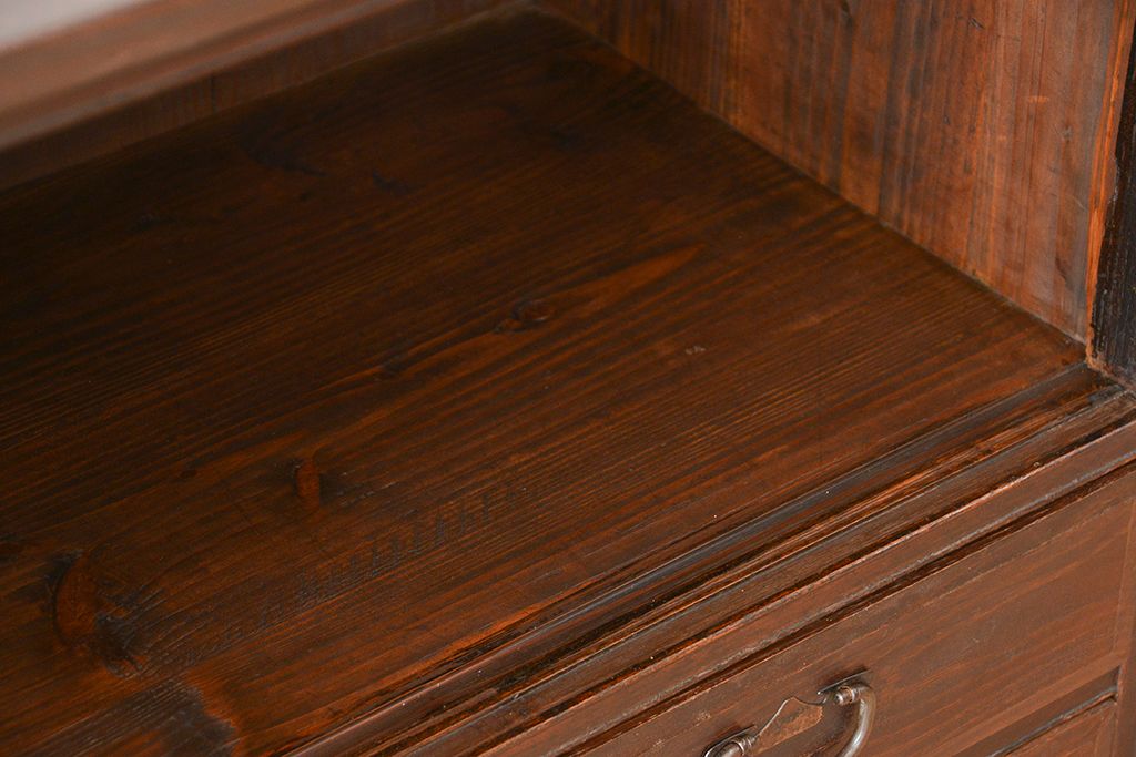 レトロ家具　昭和レトロ　四枚引き戸の時代箪笥ローボード(収納棚)