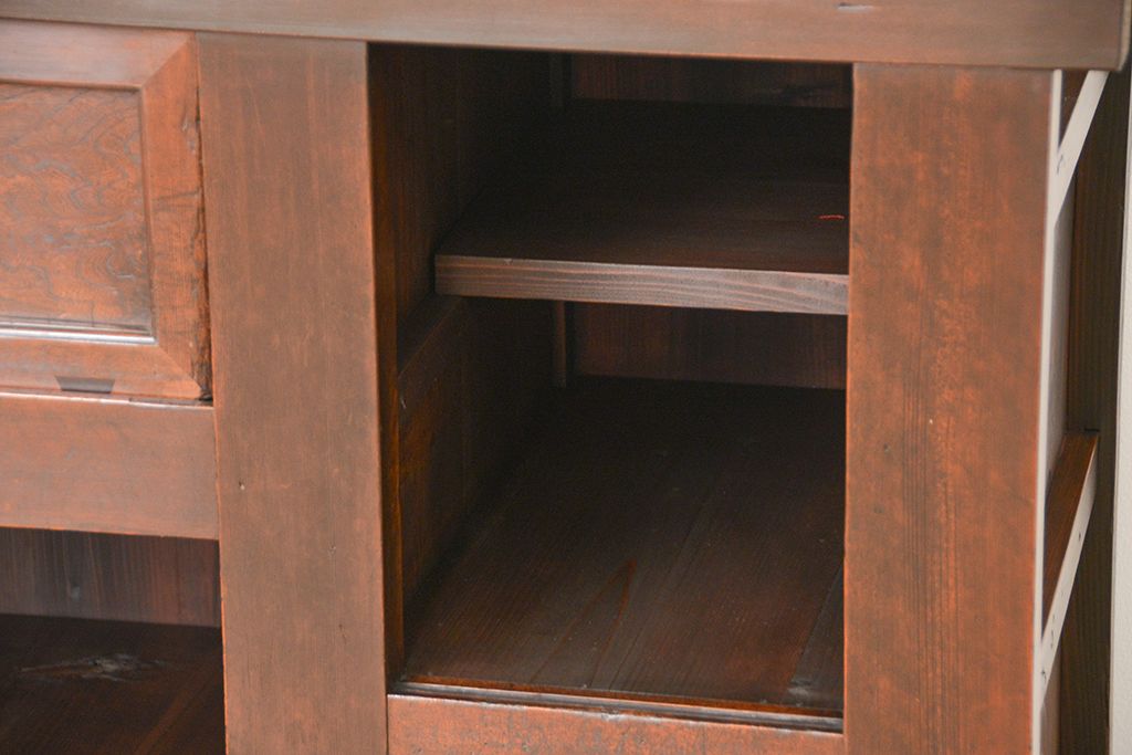 アンティーク家具　古民具・骨董　明治〜大正時代　変り型水屋箪笥サイドボード(食器棚・収納棚)