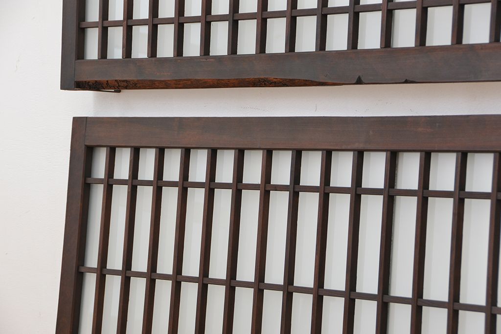 古民具・骨董　大振りな格子明り取り2枚セット(欄間)(1)