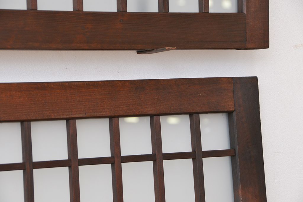 古民具・骨董　大振りな格子明り取り2枚セット(欄間)(2)
