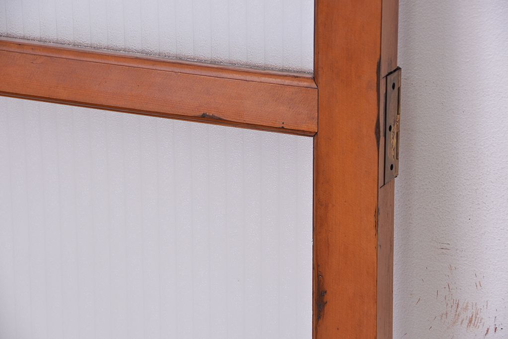 昭和レトロ　シンプルな銀モールガラス扉(ドア)