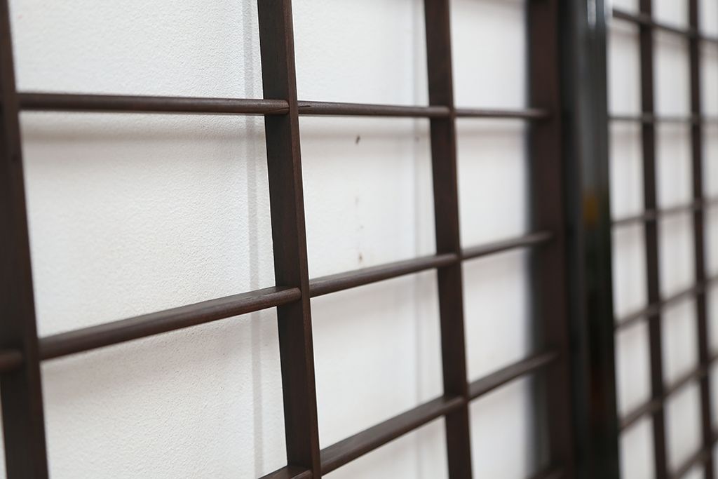 ★古民具・骨董　腰板欅材の上質な時代障子戸　4枚セット