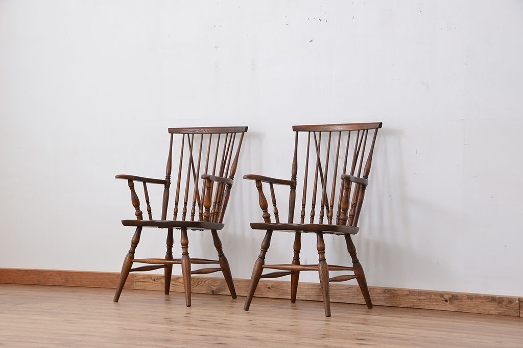 中古　飛騨産業ナラ材　ダイニングチェア2脚セット(椅子、イス)