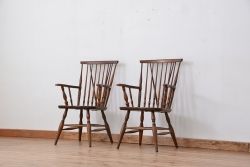 中古　飛騨産業ナラ材　ダイニングチェア2脚セット(椅子、イス)