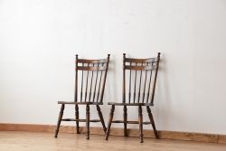 中古　飛騨産業キツツキマーク　スティックバックチェア2脚セット(ダイニングチェア、椅子、イス)