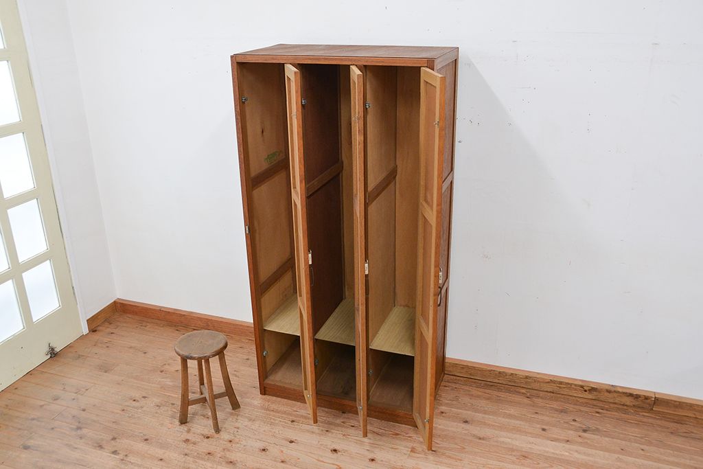 レトロ家具　昭和レトロ　1960年代シンプルなアンティーク三連ロッカー(2)