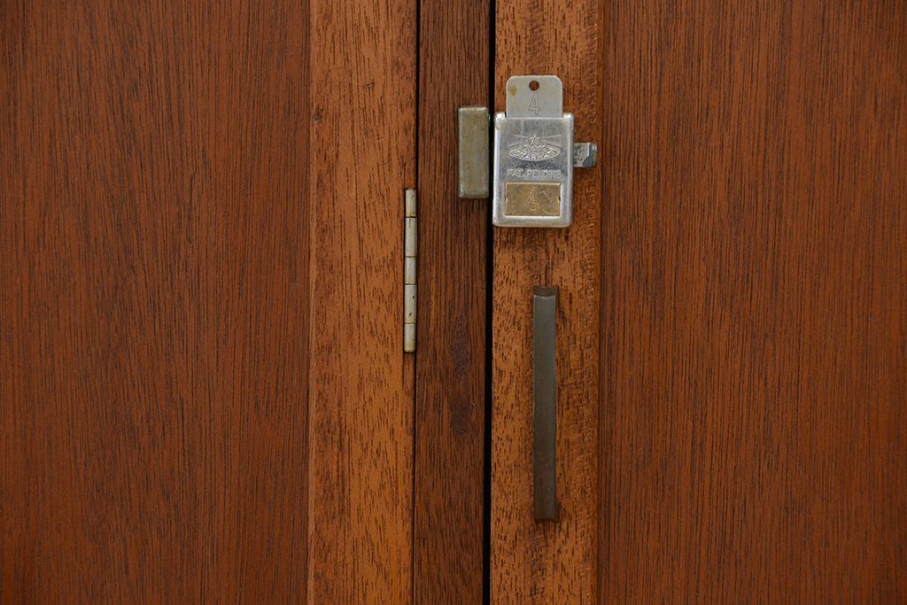 レトロ家具　昭和レトロ　1960年代シンプルなアンティーク三連ロッカー(2)