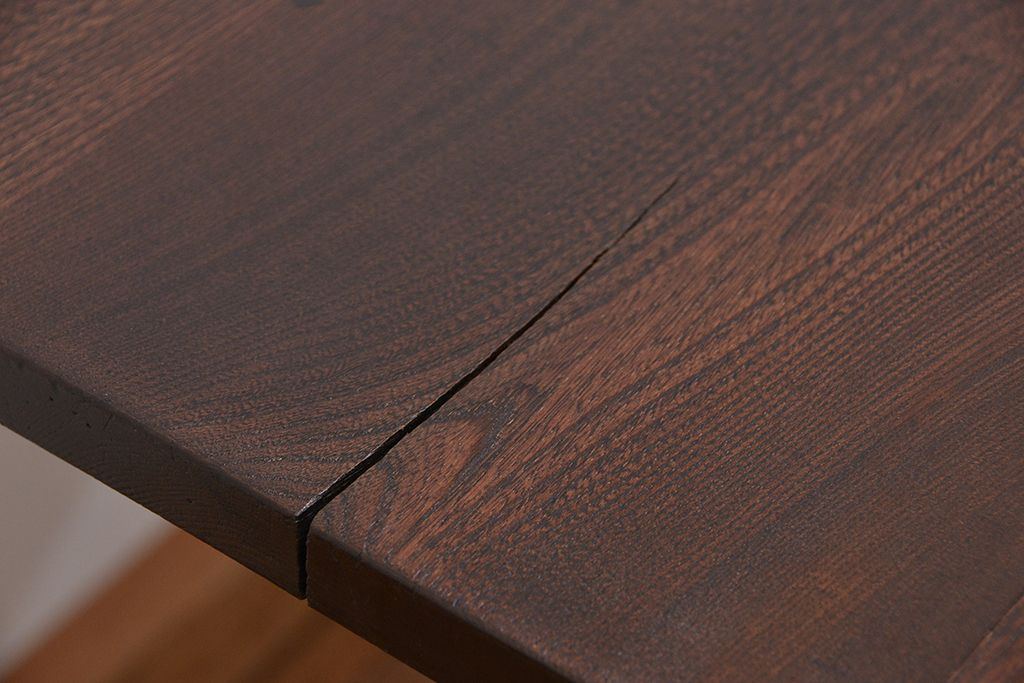 アンティーク家具　アンティーク　古いナラ材!シックな平机(テーブル、作業台)