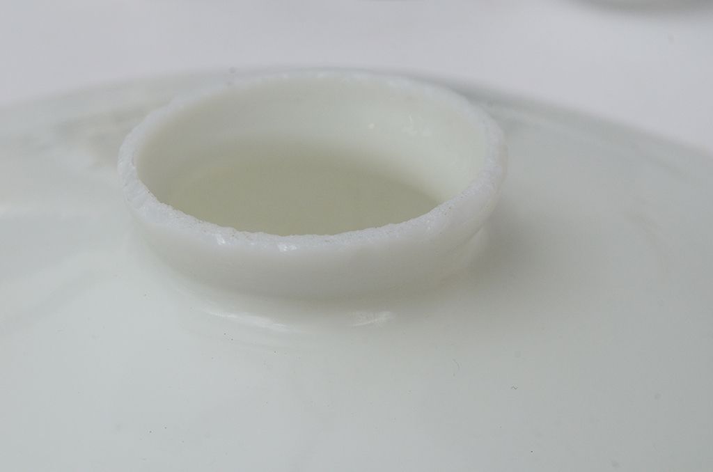 古い乳白平笠ガラス照明2点セット