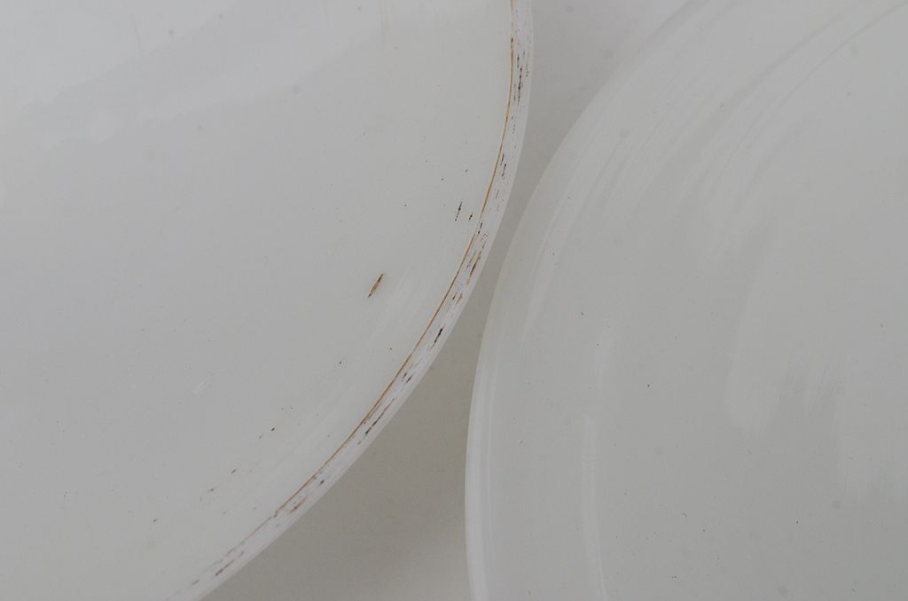 古い乳白平笠ガラス照明2点セット?