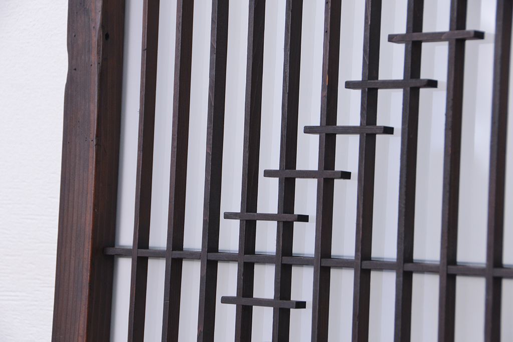 昭和レトロ　古い組子の明り取り　固定式のガラス戸1枚(書院戸)
