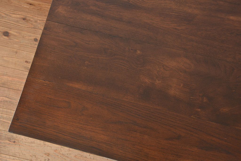 アンティーク家具　アンティーク　古いナラ材の格納式作業台付き片袖机(テーブル、作業台)