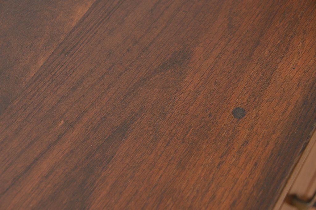アンティーク家具　アンティーク　古いナラ材の格納式作業台付き片袖机(テーブル、作業台)